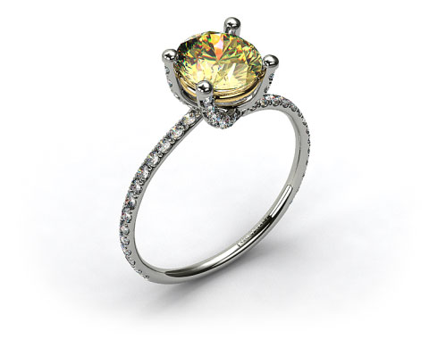 18k White Gold Twist Pave ZE102 by Danhov Designer Engagement Ring